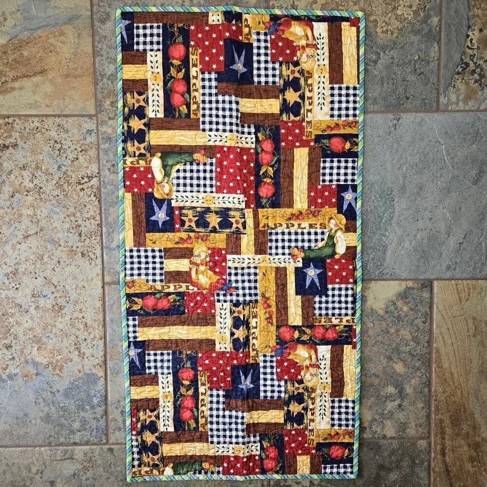 Quilted Fall/Halloween Witch Runner Colorful Patchwork Rustic Holiday Home